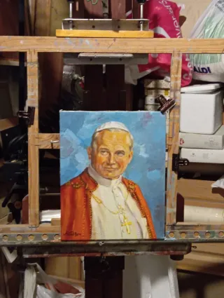 Retrato al óleo Juan Pablo II la foto no salió bie