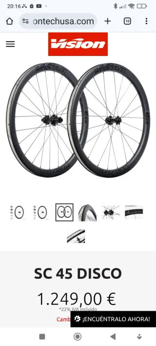 Ruedas Visión SC45 Carbono