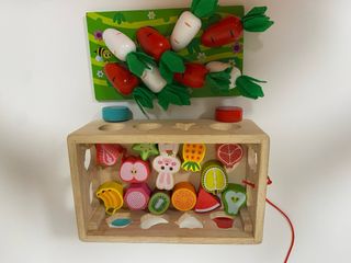 Juguete madera cosecha zanahorias formas