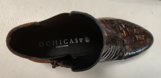 Botines Mujer Piel Cocodrilo Marrón