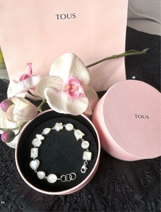 PULSERA DE PLATA Y NACAR FACETADO