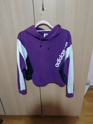 Sudadera Adidas Morada y Blanca Crop