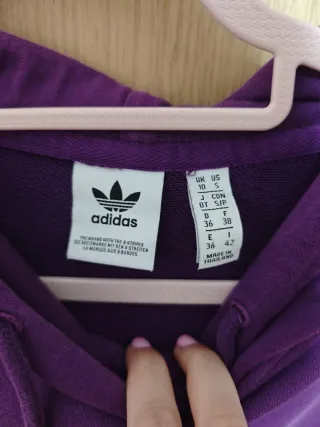 Sudadera Adidas Morada y Blanca Crop