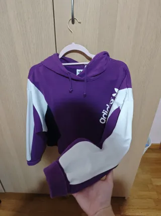 Sudadera Adidas Morada y Blanca Crop