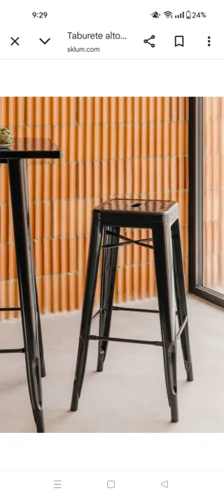 Taburete Alto Metálico Negro Sklum