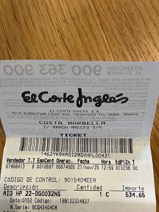 Ordenador sobremesa HP blanco