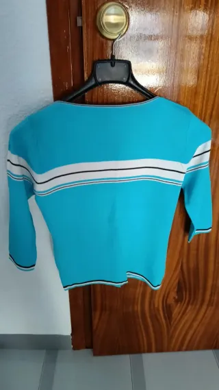 Jersey hilo manga francesa azul turquesa