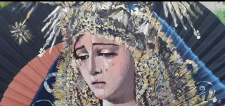 Abanico pintado a mano Virgen gran perdón