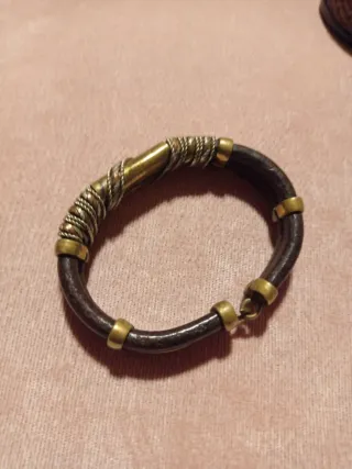 Lote 4 Pulseras Vintage Cuero y Metal