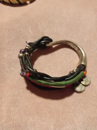 Lote 4 Pulseras Vintage Cuero y Metal