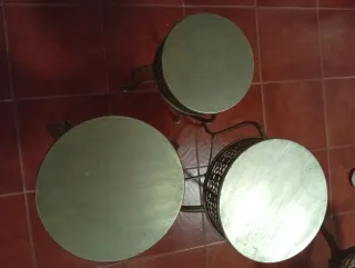 Conjunto 3 Mesas Decorativas Metal Dourado