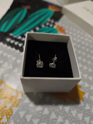 Pendientes plata circonita cuadrada