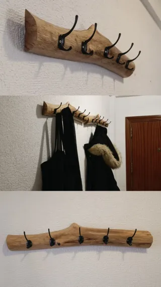 Perchero rústico madera maciza hecho a mano