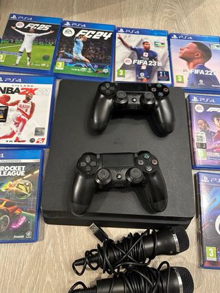 PS4 (PlayStation 4) Negra + 2 Mandos + 13 Juegos