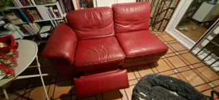 Sofá de Piel Natuzzi Rojo