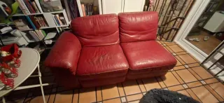 Sofá de Piel Natuzzi Rojo