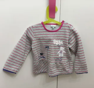 Sudadera gris rayas y dibujos de 36 meses