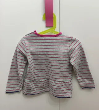 Sudadera gris rayas y dibujos de 36 meses