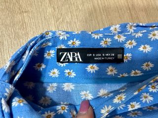 Falda pantalón azul con lazo Zara
