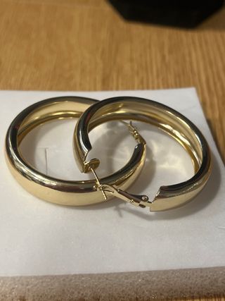 Pendientes argolla laminado 14K