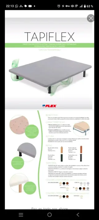 Somier Tapiflex Flex con patas de madera