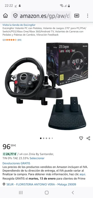 Volante PC Switch DULINGKER con Pedales