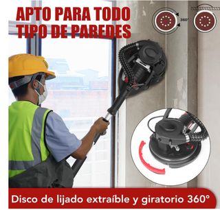 Lijadora de pared con aspiración y accesorios