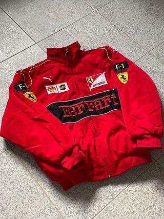 Chaqueta de Ferrari Roja y Negra F1 Vintage Retro