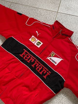 Chaqueta de Ferrari Roja y Negra F1 Vintage Retro