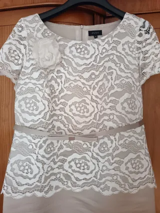 Vestido de cóctel ANTEA beige/blanco talla L