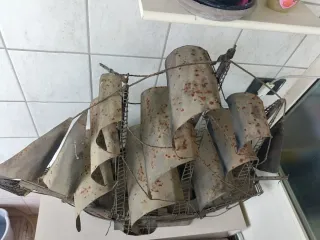 Grande veliero metallo vintage 106cm