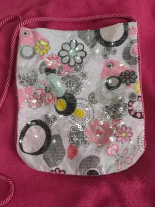 Bolso bandolera niña flores lentejuelas