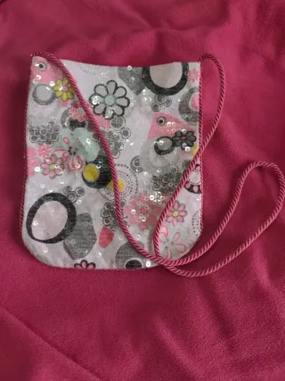 Bolso bandolera niña flores lentejuelas