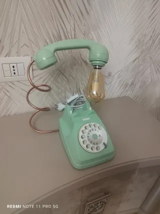 Lampada Telefono Vintage Verde Oro