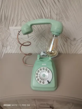Lampada Telefono Vintage Verde Oro