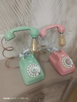 Lampada Telefono Vintage Verde Oro