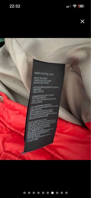 Anorak/Plumífero Tommy Hilfiger Rojo
