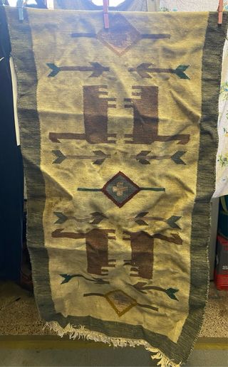 Tappeto Kilim Lana e Iuta Fatto a Mano