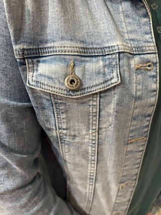 Cazadora tejana niña azul y verde