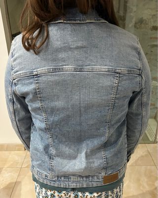 Cazadora tejana niña azul y verde