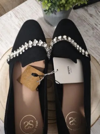 Mocasines negros con pedrería