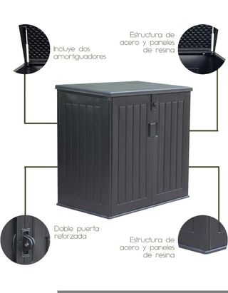 Contenitore esterno per giardino Gardiun Soften 775 litri 116x71x109/112,5 cm in resina con ammortizzatore, fondo e porte