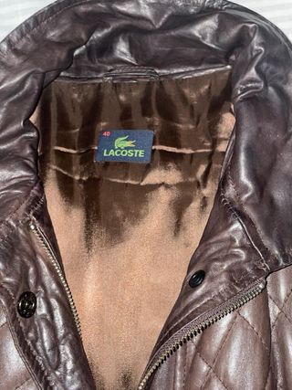 Chaqueta de cuero Lacoste color marrón. Talla 40