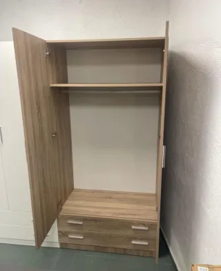 Armario modular madera beige y gris