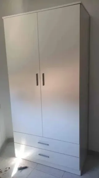 Armario modular madera beige y gris