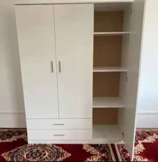 Armario modular madera beige y gris