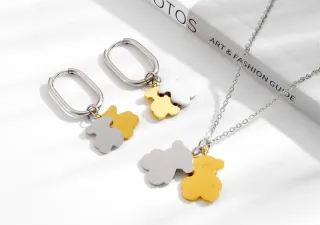 Conjunto Tous Oso Dorado y Plateado