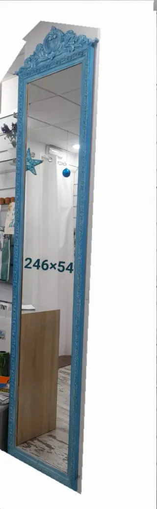 Espejo Grande Vintage Azul y Dorado