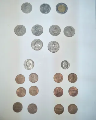 Lote 23 monedas EEUU y Mexicanas