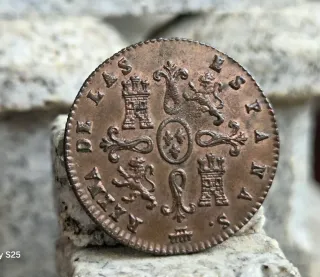 Moneda 2 Maravedís Isabel II 1838 Segovia MBC+